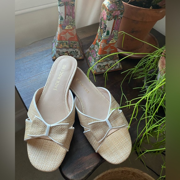 Jack Rogers Shoes - JACK ROGERS Gigi Rattan Bow Slide Sandals / Flats - NTW Size 8.5